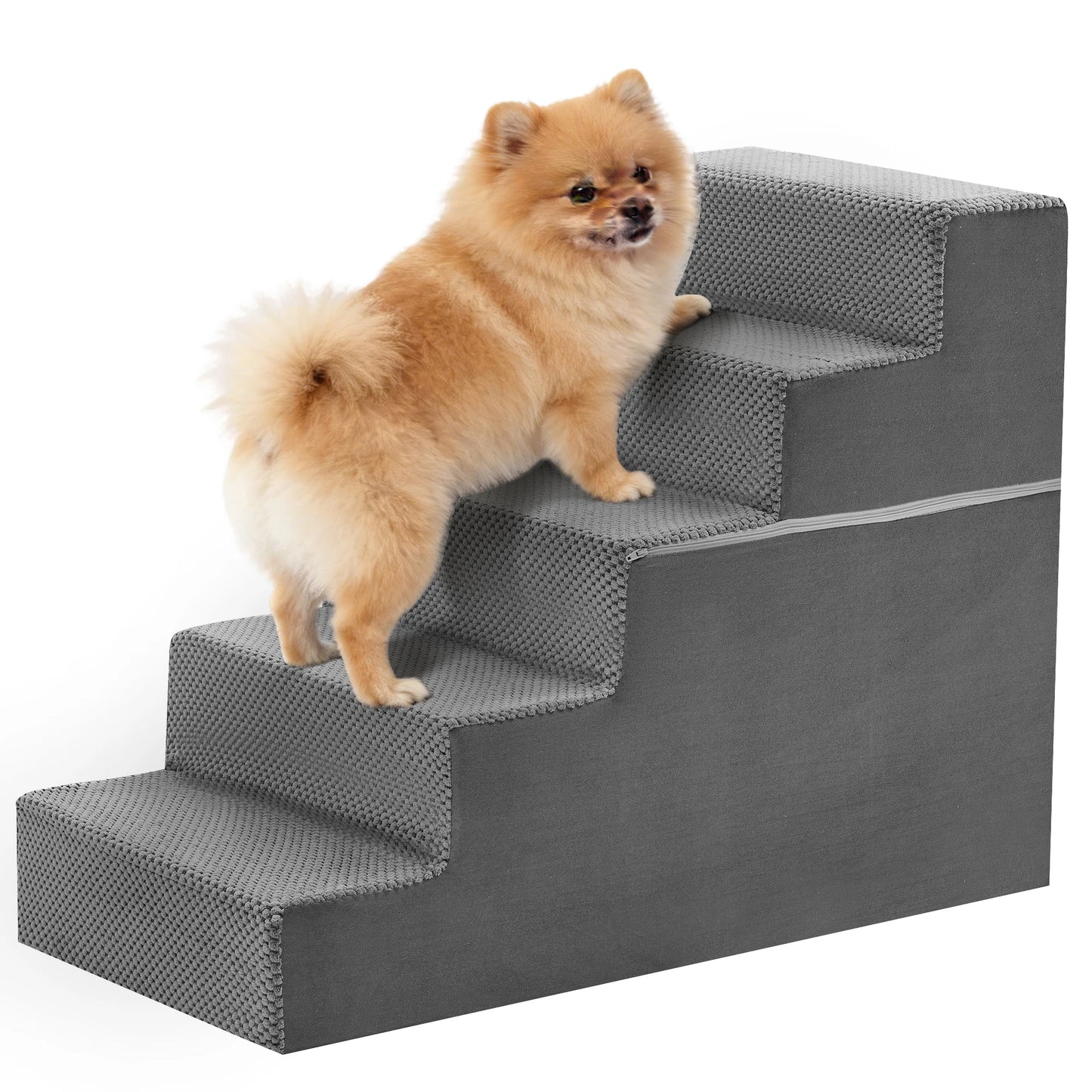 JHK 3-5 Step Right Angled Foam Dog Stairs Ramp for Small Dogs Climbing Ladder Indoor Non-Slip Pet Ladder Ramp Stairs For Home