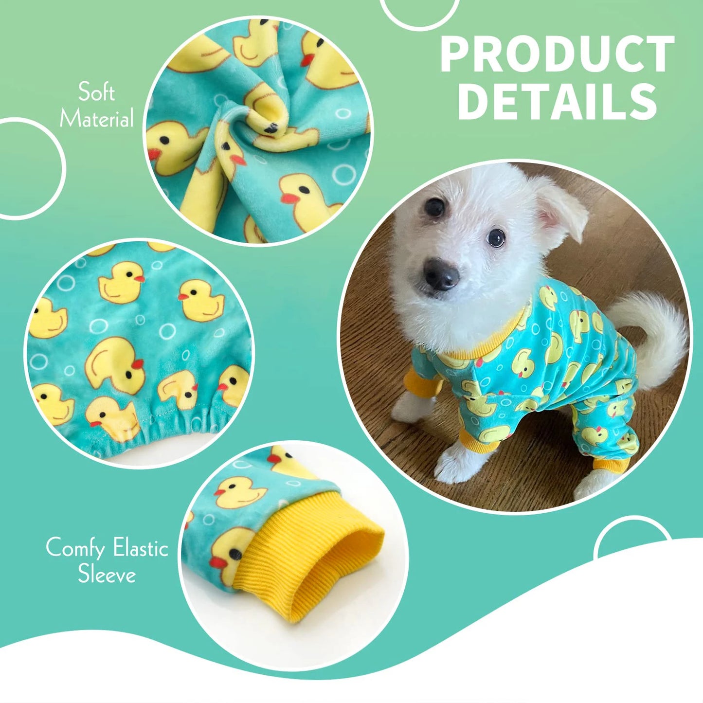 Dogs Pajamas Yellow Duck for Small Dogs Soft Material Stretchable Dog Jammies Cat Pajamas Dog Apparel
