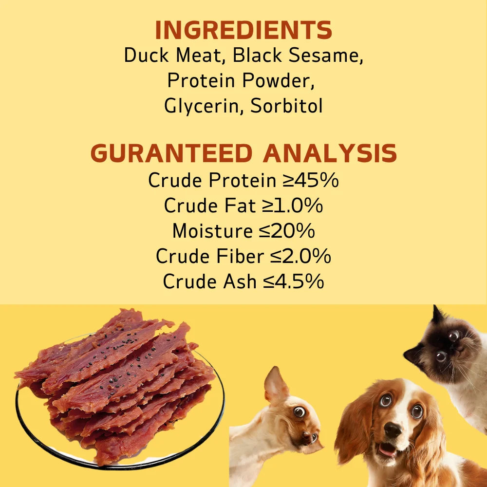 7.05oz/14.11oz(200g/400g) Sesame Duck Jerkey, All Natural Ingredients, Natural Dog Treats, Healthy, Easily Digestible