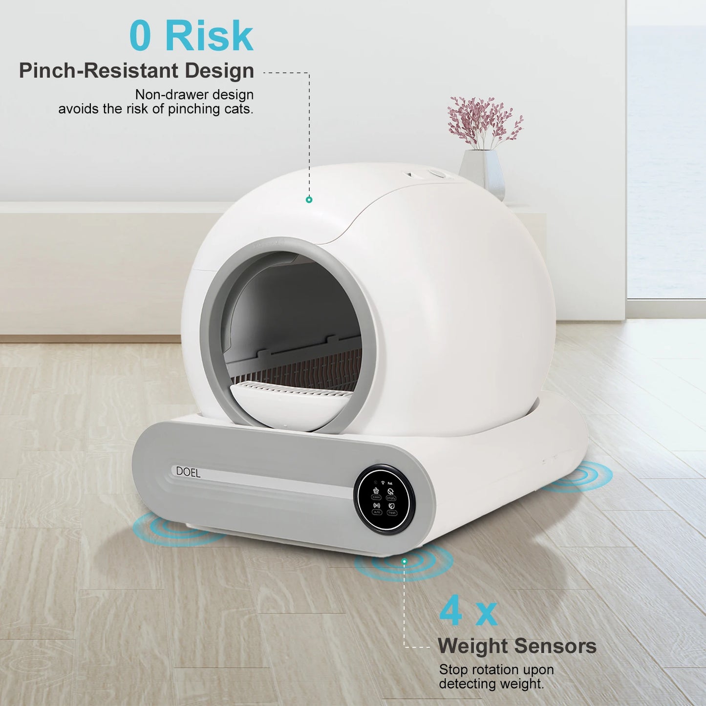 DOEL 2026 Upgrade Automatic Smart Litter Box, Self-Cleaning Cat Litter Box 65L Large Capacity, APP Control, 2.4G WiFi Only, Ion Odor Neutralization, Compatible with Clumping Litters, Ideal for Multi-Cat Homes