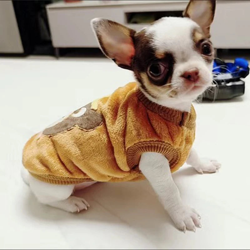 Cute Print Tea Cup Dog Sweater Winter Warm Fleece Pet Clothes for Small Dogs Teddy Chihuahua Puppy Pullovers Mascotas Clothing