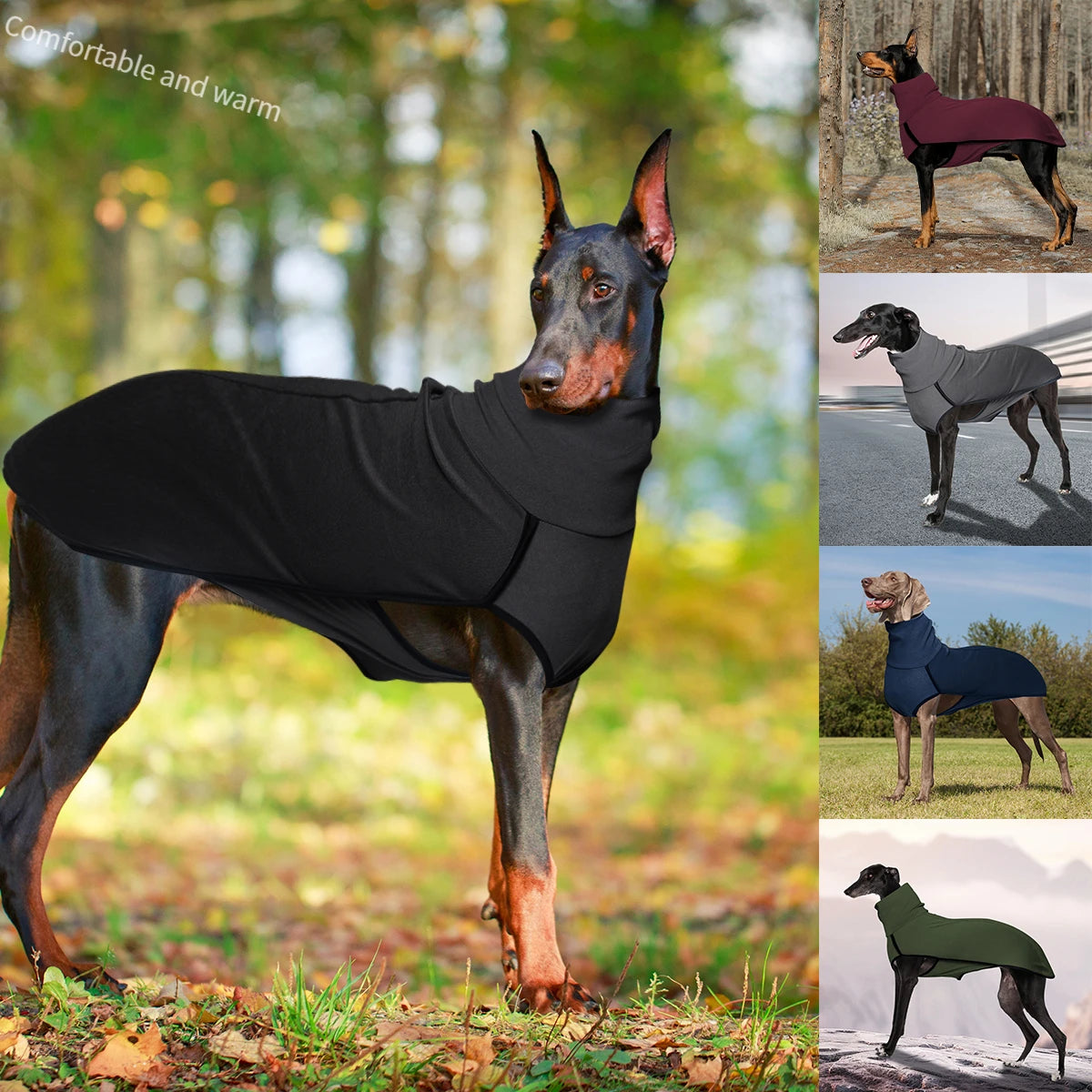Dog Winter Coat Pajamas Onesies Turtleneck Stretch Greyhound Apparel Pet Clothes Coat Outfit for Medium, Large