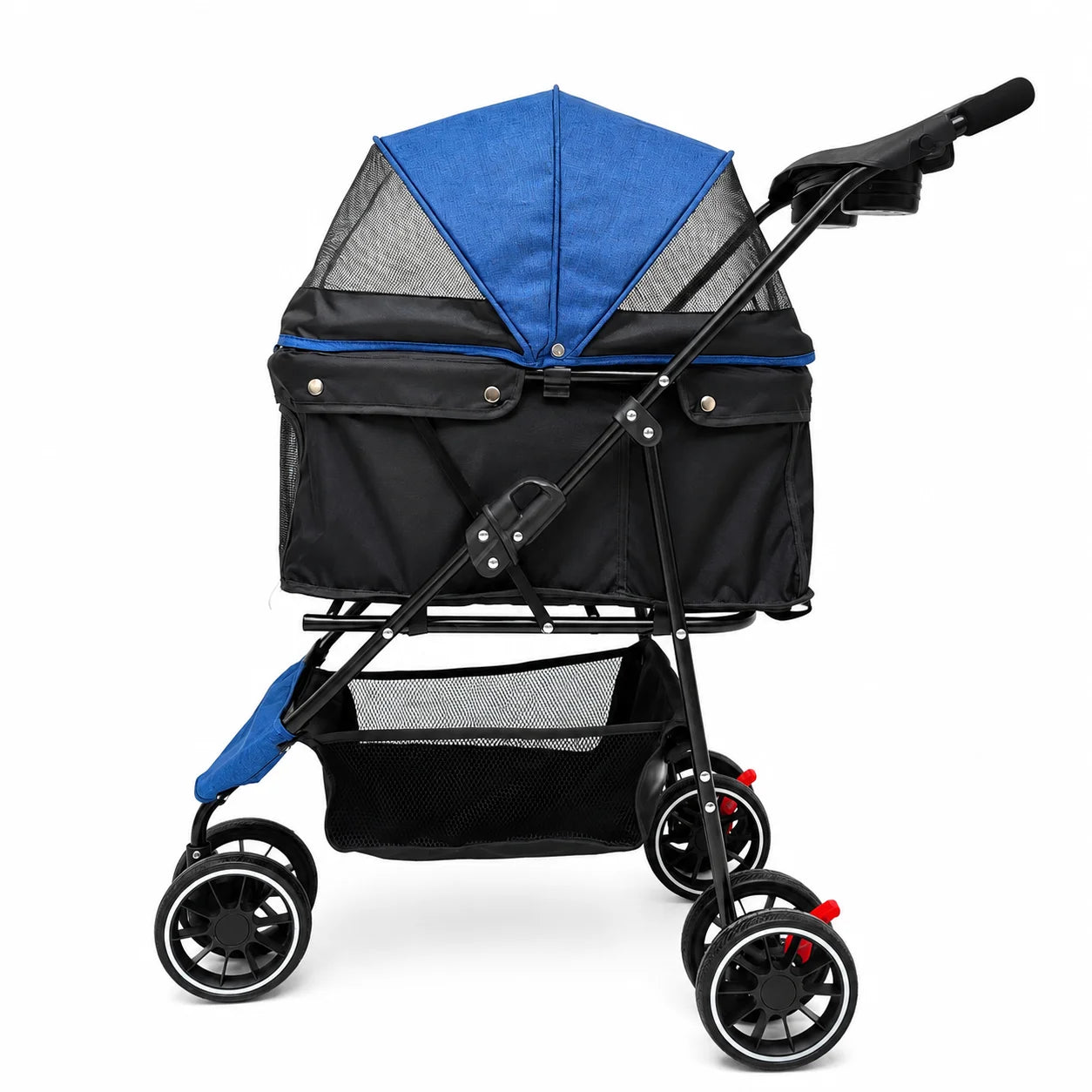 3 Wheels Pet Stroller Dog And Cat Strollers Storage Basket And Cup Holder For Small Pets Outdoor Walk